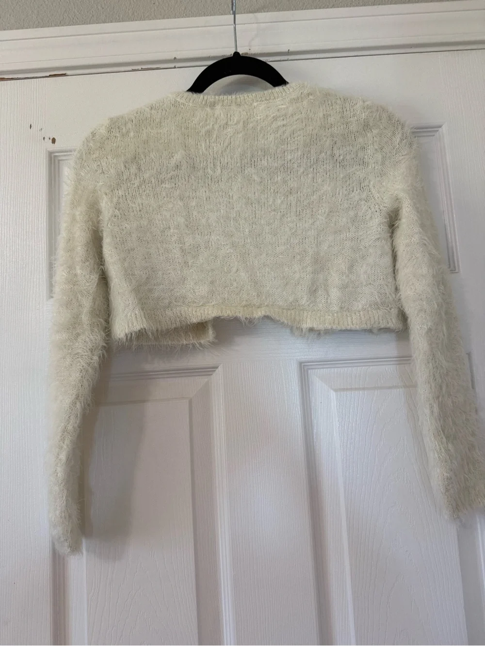 The Children's Place Cream Fuzzy Cropped Bolero Cardigan-Large 10/12